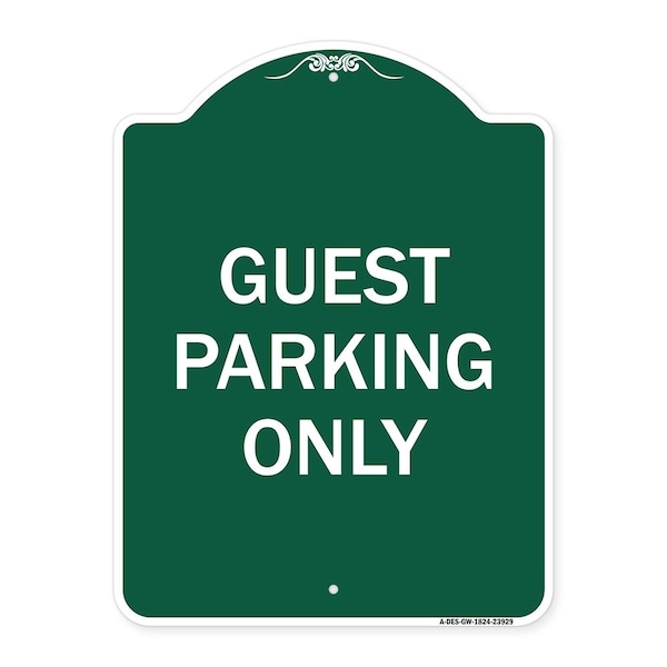 Signmission Designer Series Sign-Guest Parking Only, Green & White Aluminum Sign, 18" x 24", GW-1824-23929 A-DES-GW-1824-23929 - main
